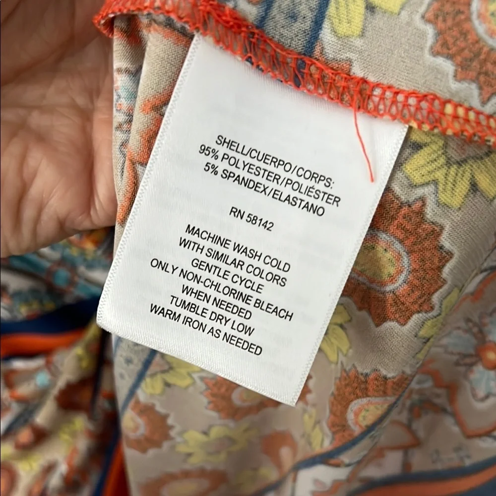 Vibrant London Times Blue and Orange Sheath Dress with Crew Neck - Picture 5 of 5